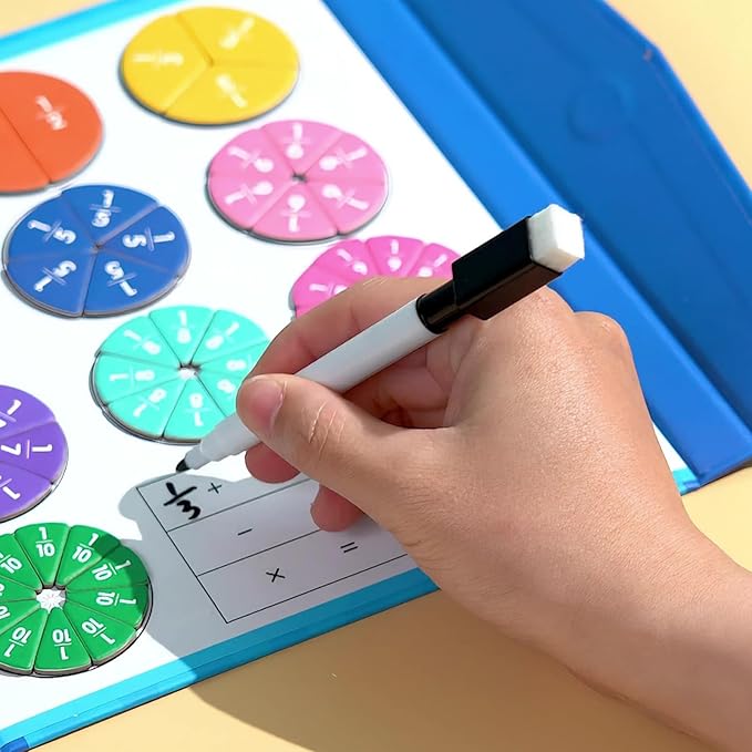Magnetic Fraction Demonstration Book, Magnetic Fraction Tiles, Fractions Manipulatives, Score Disk Demonstrator Math Puzzle Learning Building Block Set (1PC)