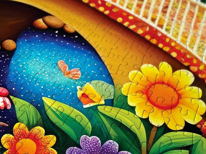 Happy House and Flower Garden Landscape – 1000 Pieces Jigsaw Puzzle for Adults – Matte Finish, Soft Touch, Easy to Assemble, Tight Fit, Vivid Colors, Missing Pieces Service