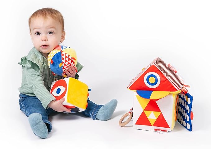 Follies The Baby Bauhaus Set - Award Winning Jumbo Soft Baby Blocks, Rattle Ball, Mirror from 0 to 18 Months - Must Have Montessori Developmental Sensory Toys for Tummy Time and Brain Development