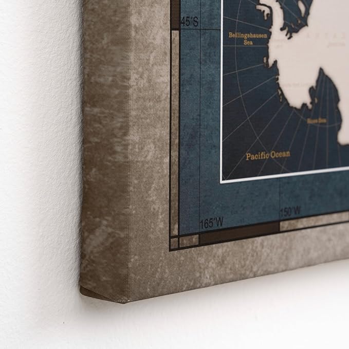 Canvas World Map with Cork Pin Board - English Lettering - Decorative Wall Decoration for All Rooms - Canvas Pictures with World Map Motif (120x80 cm, Pattern 18)