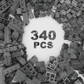 Classic Building Bricks, 340 Pcs Masonry Profile Bricks Wall Bricks Blocks, Compatible with Major Brands Parts and Pieces, Creative Building Block Toys (340 Pcs) (Dark Gray)