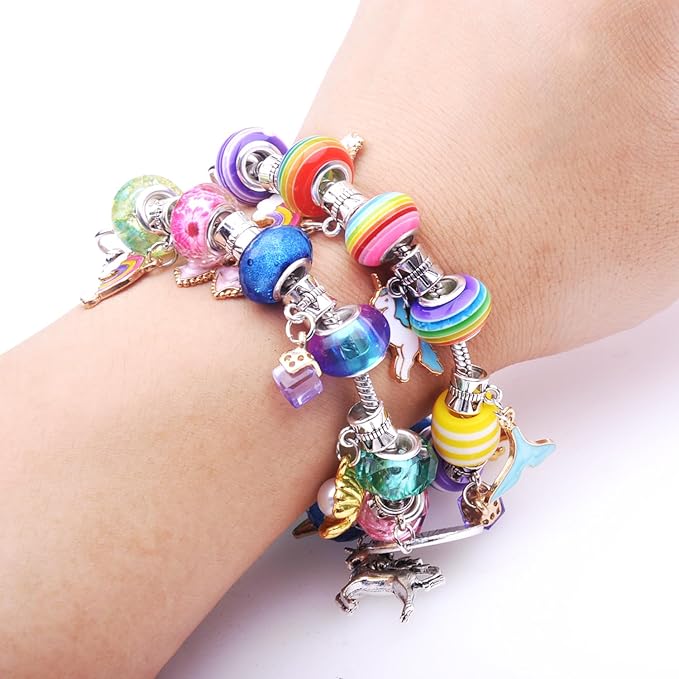 2880pcs Girls Toys Bracelet Making Kit,Beads Charm Jewelry Making Kit Supplies,Clay Beads Unicorn/Mermaid Crafts Birthday Christmas Gifts for Girls