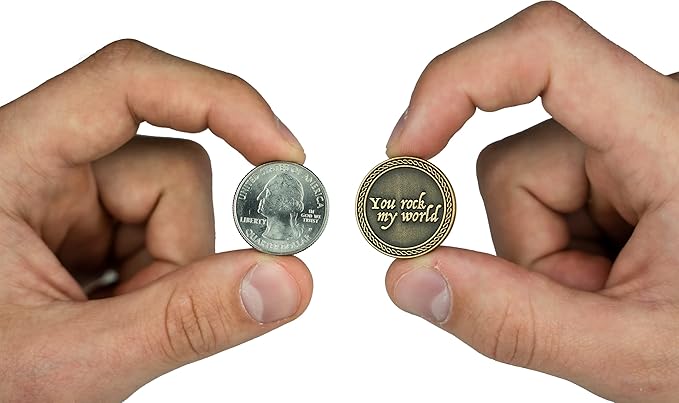 Romantic Love Expression Antique Gold Plated Coins for Date Night, Pack of All 12 Valentine Coins for Significant Other, Love Gift for Men and Women, from Him or Her