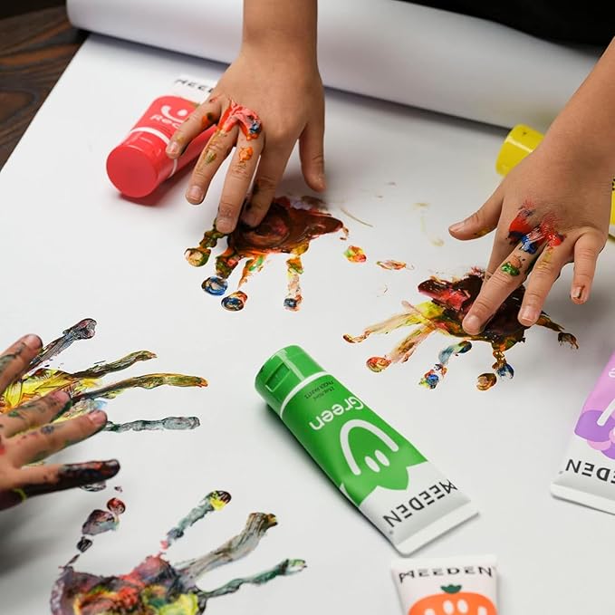 MEEDEN Finger Paints for Kids, Washable Kids Finger Paint Non Toxic Finger Painting Set for Toddlers 3+ Age Art Painting Supplies Gift for Baby Hand Painting DIY Crafts, 6 Colors, 60ml/Tube