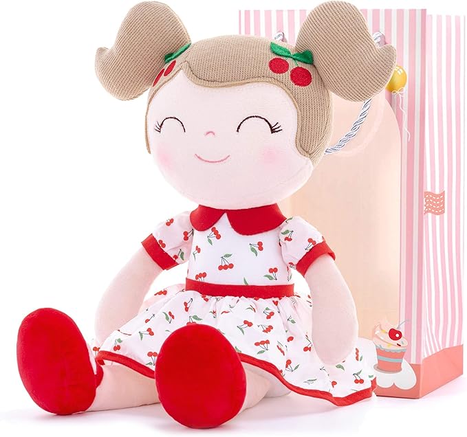 Gloveleya Baby Doll Girl Gifts Plush Toys Soft Dolls Baby Gifts Cherry Girl Red 14 Inches with Gift Box New…