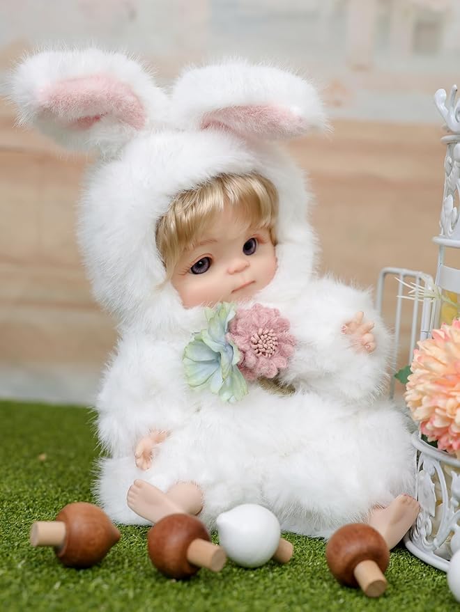 Reborn Baby Doll 10 Inch – Realistic Full Vinyl Bunny Girl with Blonde Hair & Purple Eyes – Soft Collectible Toy Gift for Girls