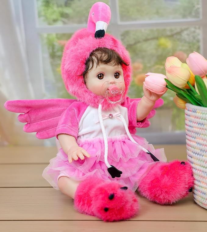 Reborn Baby Dolls, 18inch Large Realistic Hand-Rooted Hair Lifelike Baby Dolls with Accessories for 3+ Year Old Girls Gifts, Pretend Play, Collection