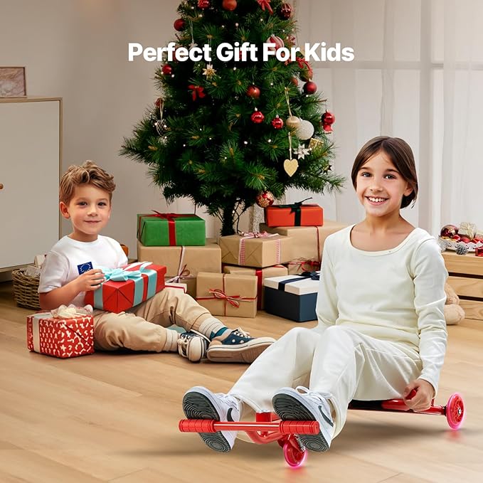 VEVOR Ride on Scooter, Load Capacity of 198 lbs, Swing Side-to-Side for Amazing Ride Powered by Zig-Zag Motion, Ride on Drifting Toy for Ages 10+, Rides on Any Hard Surface for Indoor & Outdoor, Red