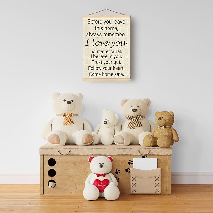 Boat Wades Inspirational Family Poster Hanger Frame For Home,Family Room Decor,Before You Leave This Home Sign Wooden Poster Hangers 12x16 Inch,Love You Bye Sign Wall Art Decor