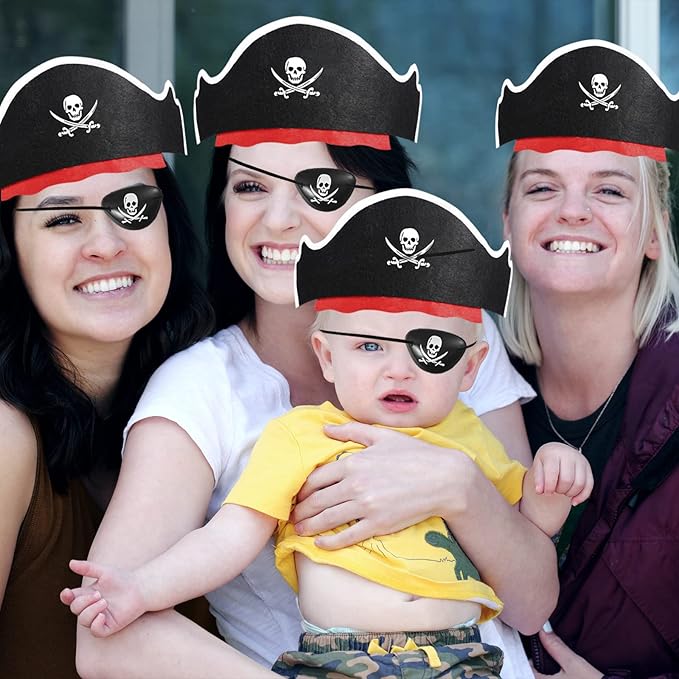 Legigo 36 Pcs Pirate Hat with Eye Mask - Classic Costume Cap Accessories for Pirate Party Cosplay Caribbean Dress, Black