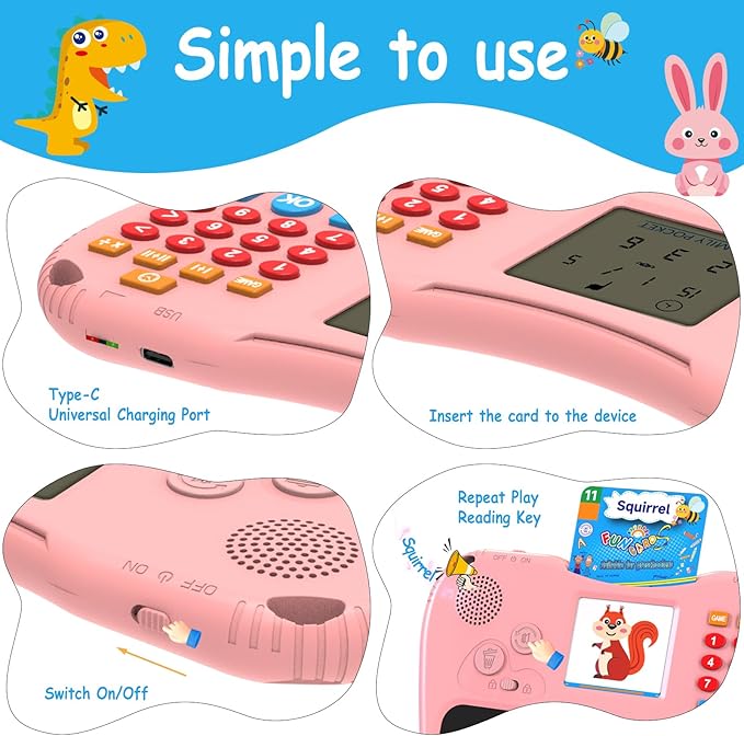 EASEGMER 3 in 1 Educational Learning Travel Toys - 8'' Drawing Tablet and 130 Talking Flash Cards Toddler Writing Tablet and Preschool Learning Activities, Best Gift for Girls/Boys 3-12 Years