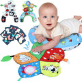 Tummy Time Pillow, High Contrast Tummy Time Mat with Black & White Flash Cards, Double-Sided Tummy Time Cushion with Mirror & Teether Sensory Toys, Baby Toys for Infant Newborn 0-12 Months Babies