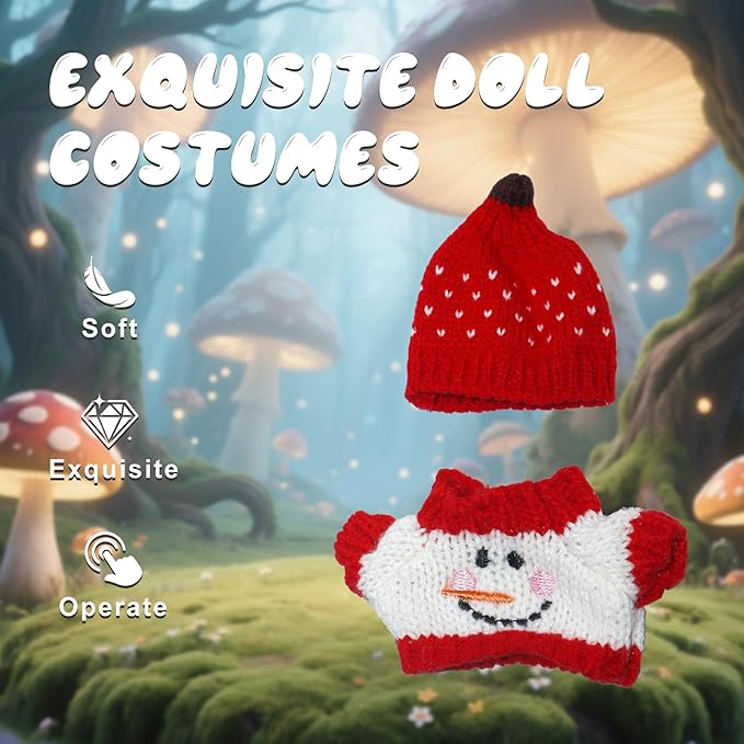 17cm Doll Clothes Christmas Accessories Outfit for 17cm Dolls (NO Doll)(Sweater+Christmas Hat/Scarf)