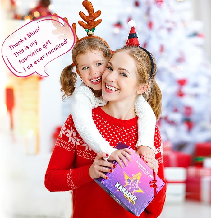 Mini Karaoke Machine with 2 Wireless Microphones for Kids Adults, Portable Bluetooth Speaker, Popular Gift for 3, 4, 5, 6, 7, 8, 9, 10, 11, 12, 13+ Years Old Teens Birthday for Boys Home(Black)