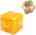 Large Labyrinth 3D Puzzle Maze Cube, Two-in-One Twist Cube Ball Maze Brain Teaser Toy, Stress Relief Fidget Game for Teens and Adults, Logic & Focus Training Gift (E-Yellow)