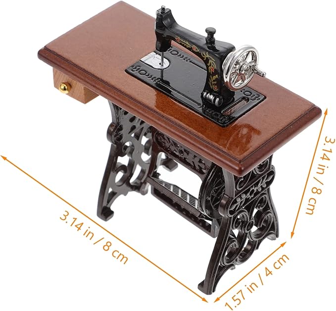 Alipis Mini Sewing Machine Miniature Sewing Model Tailor Toy 1:12 Scale Furniture Accessories Pretend Toys Table Accessories Tabletop Sewing Room Decor