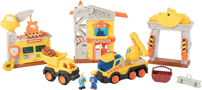 Fat Brain Toys Construction Site Playset - Multilingual Imaginative Play, Ages 3+