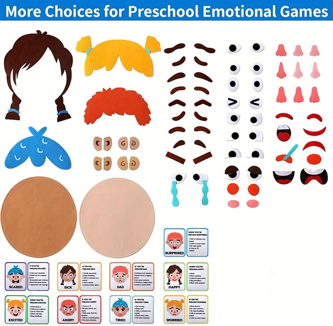 Children's Felt Expression Face DIY Activity Toy, Children's Social Emotional Learning Activity Expression Board Emotional Expression, Educational Puzzle Game Early Education