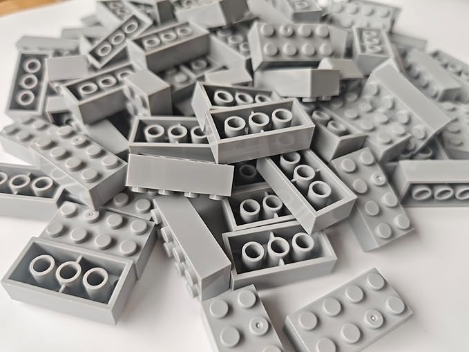 500 Piece Gray 2x4 Bricks Bulk, Classic Grey Building Block Flat, Compatible with Lego Parts and Pieces, MOC Building Bricks DIY Play Set for Kids Age 6+