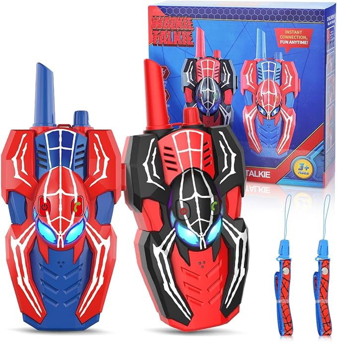 Spider Hero Walkie Talkies for Kids – 2 Pack Indoor & Outdoor Toys for Boys Ages 3-8, Birthday Gift for Children, Fun Two-Way Radios for Playtime & Adventures