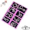 Reverse Thinking Puzzles, Metal Puzzle Ring, Educational Intellectual Toys IQ Toys, Metal Brain Teaser Puzzles, 2025 New IQ Test Brain Teaser Disentanglement Set (Pink)