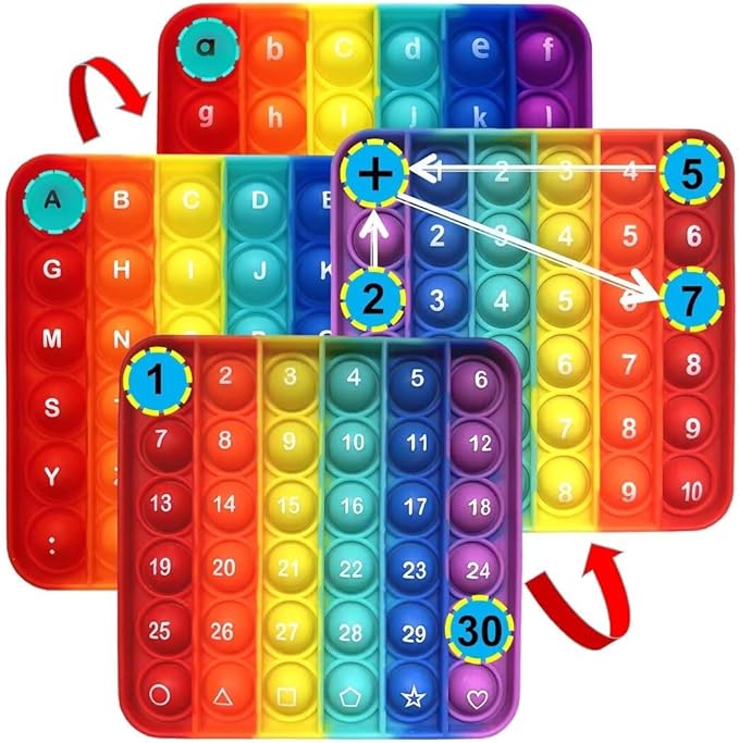 Alphabet Popper Fidggety Toy, Stress Relief Sensory Popping Game, Preschool Montessori Uppercase Lowercase Matching Game, ABC Letter Learning Educational Block (2 Double Sided Poppers)