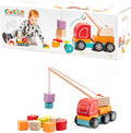 CUBIKA Wooden Crane Truck – Magnetic Construction Vehicle Playset for Toddlers Ages 18 Months+ – Montessori Toy for Fine Motor Skills, Creativity, and Imaginative Play