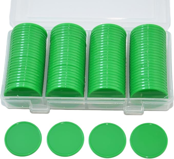Smartdealspro Set of 100 25MM/1 Inch Opaque Plastic Learning Counting Counters Poker Chips (Green)