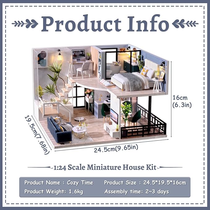 Fsolis DIY Miniature Dollhouse Kit - Tiny House Modern Mini Scene Kit 3D Puzzles for Adults and Teenagers, Gifts for Women Teenagers Craft Lovers (Cozy Time)