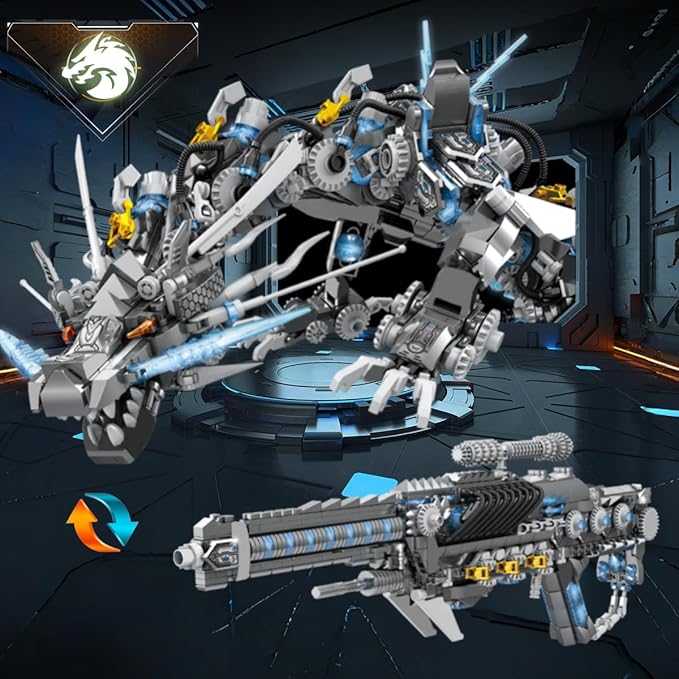 Dragon Series Black Mechanical Hurricane Dragon Building Blocks Set (1390Pieces)-Toys Gifts for Kids and Adults