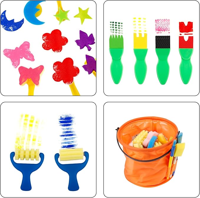 ABEIER Washable Finger Paint Kit for Toddlers, 12 Colors with Paint Tools, Safe Non-Toxic, Baby Safe Paint for Hand and Feet, Mess Free Art Supplies for Kids, DIY Crafts, Kids Gifts, Ages 3+