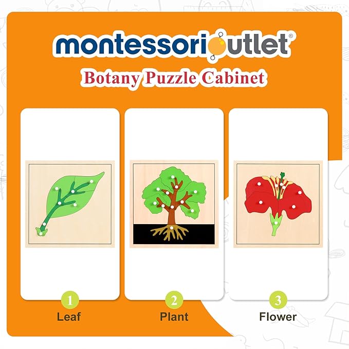 MONTESSORI OUTLET Animal Puzzles Activity Set (Botany Puzzle Cabinet)