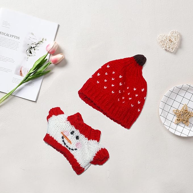17cm Doll Clothes Christmas Accessories Outfit for 17cm Dolls (NO Doll)(Sweater+Christmas Hat/Scarf)