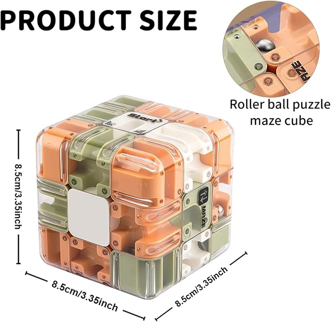 Large Labyrinth 3D Puzzles Maze Cube - Engaging Brain Teaser Toy, 3D Magic Cube Maze Ball Puzzle, Spatial Awareness Brain Training Puzzle Toy for Stress Relief and Cultivate Logical Thinking (1 Pcs)