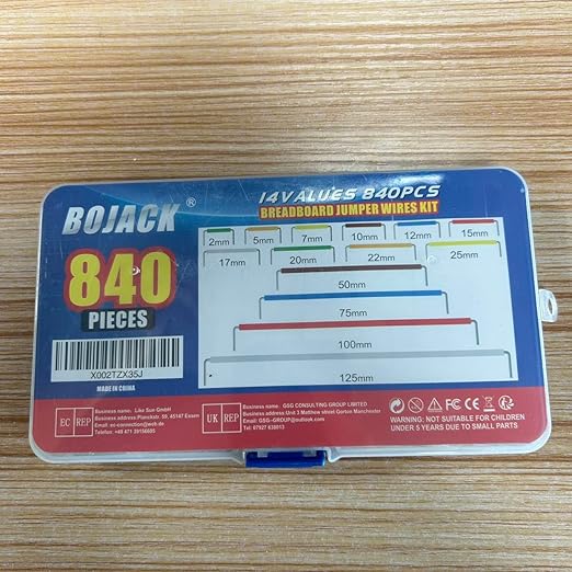 BOJACK 14 Vaules 840 pcs 2-125mm Solderless Flexible Breadboard Connecting Line Cables Breadboard Jumper Wires kit