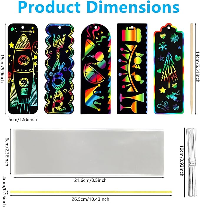 PEASUG Scratch Art, 40 Sets 5 Styles Scratch Art for Kids, Rainbow Scratch Paper Art Sets, Magic Black Scratch Off Paper Eid Bookmarks Gifts for Kids, DIY Art Craft Party Favors Easter Crafts