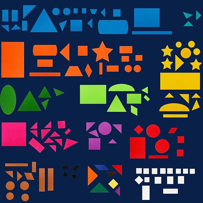 Craftstory 144 Pcs Shapes Felt-Board for Toddlers, Preschool Classroom Must Haves Learning Activities Tangram Toys Teacher Aide 3.5 Ft Large Wall Hang Sensory Activities Kit