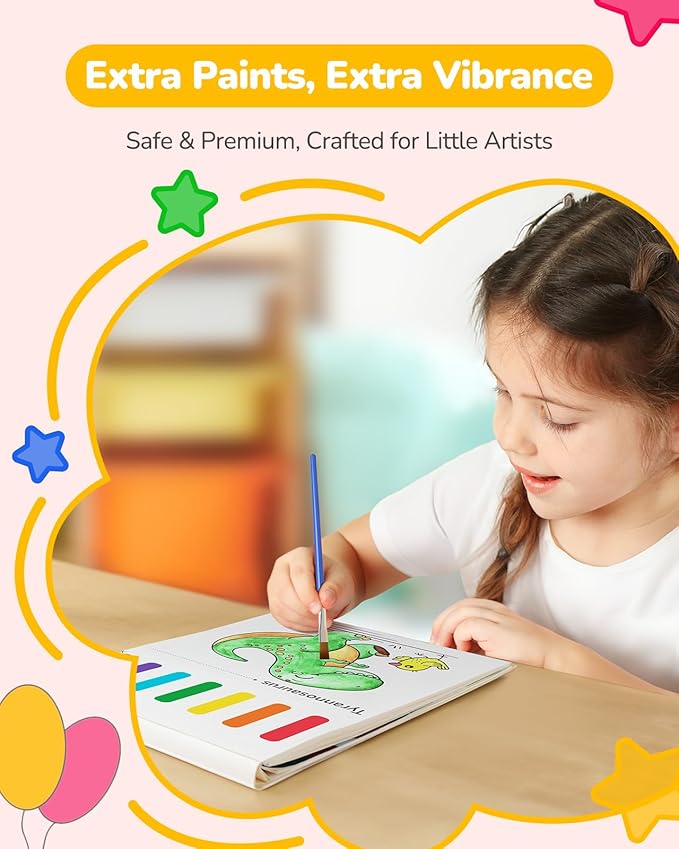 TECJOE 3 Pack Paint with Water Coloring Books for Toddlers, Watercolor Paint Set with 6 Brushes, Painting Activity for Kids Ages 4 5 6 7 8, Christmas Gift Arts & Crafts Toy, Princess, Dinosaur & Sea