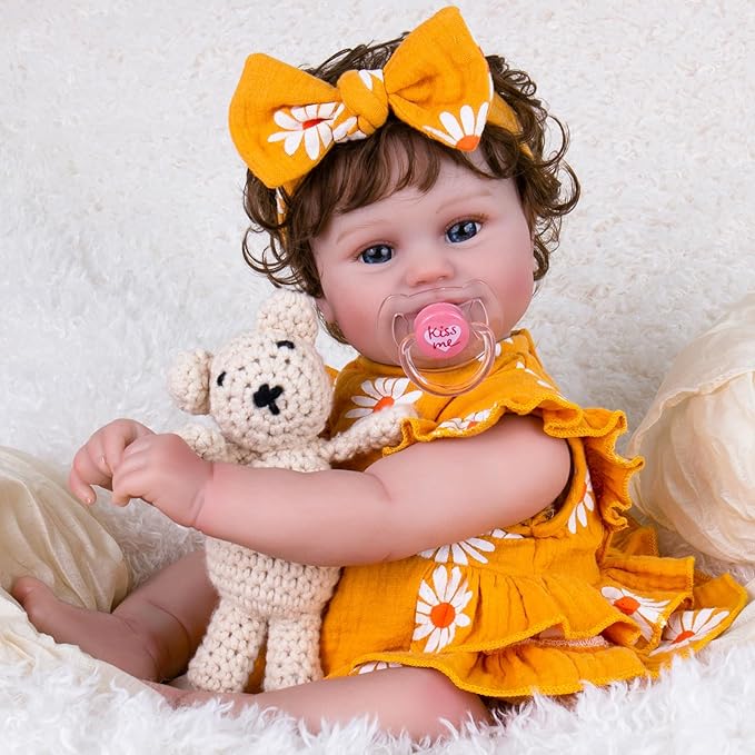 Aori Lifelike Reborn Baby Dolls - 20'' Realistic Laughing Newborn Baby Girl with Weighted Cloth Body and Wig Hair, Reborn Doll Gift for Girls Kids Adults 3+