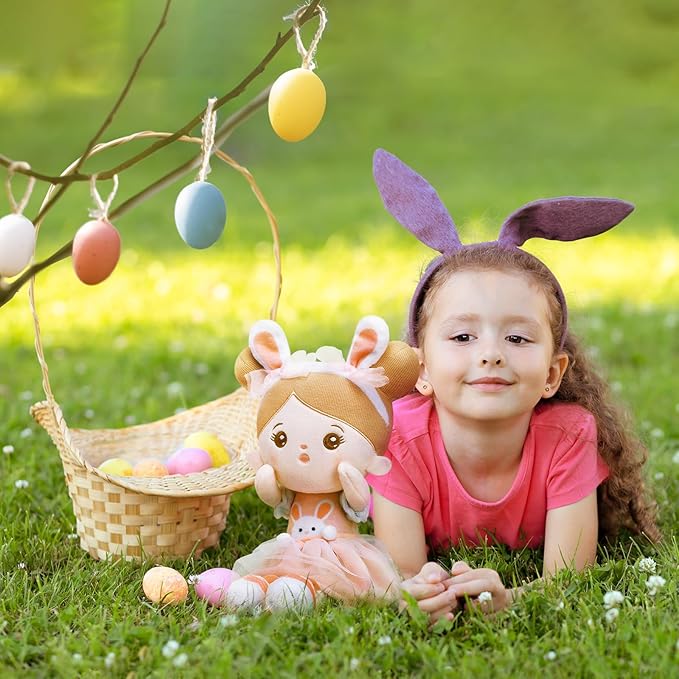 OUOZZZ 13" Soft Baby Doll Toys for 1 + Year Old Girl Gifts - Easter Gifts Bunny Plush for Kids Easter Toys Decorations Basket Stuffers for Toddlers Infants
