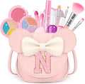 Kids Makeup Kit for Girls - 15 Pcs Real Washable Make Up Set - Non Toxic Toddlers Cosmetic with Letter Mouse Ear Purse - Dress up Birthday Gifts for 3 4 5 6 7 8 Years Old Girls - N