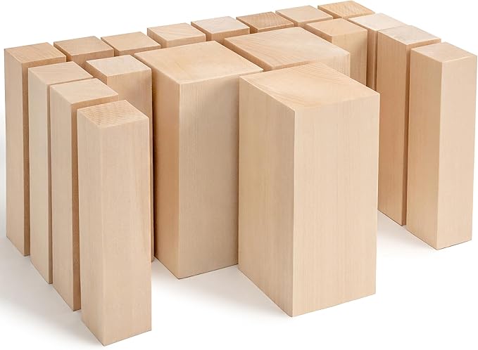 BeaverCraft Basswood Carving Blocks Whittling Wood BW19 - Unfinished Wood Blocks Set, Soft Basswood for Carving Wooden Block for Crafts & Whittling