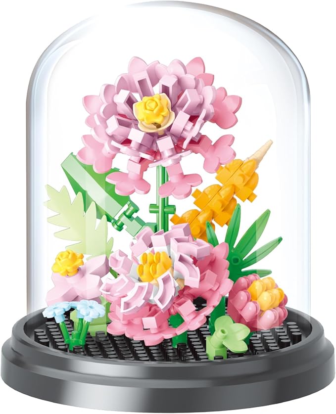 Flower Story Home Bouquets Dust Cover Set Building Toy Creative Assembly Bonsai Tree, Ideal for Valentine's Anniversaries Birthday
