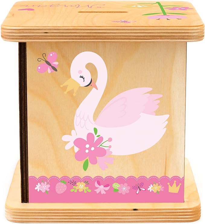 Wooden Piggy Bank for Kids and Adults, Personalized Gift Handmade in USA by BloomOwl, Custom Piggy Bank, Personalized Banks for Kids, Gifts for Baby Boys and Girls (Dance)