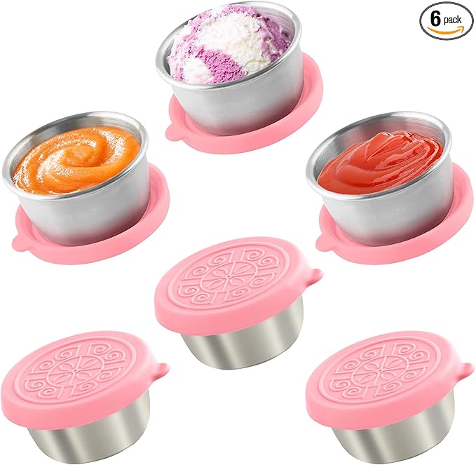 6x1.6 Oz Salad Dressing Containers With Lids, Small Leakproof Reusable Stainless Steel Salad Dressing Container To Go For Lunch Boxes,Sauce containers, Picnics,Travel Meal Prep And Kitchen Storage.