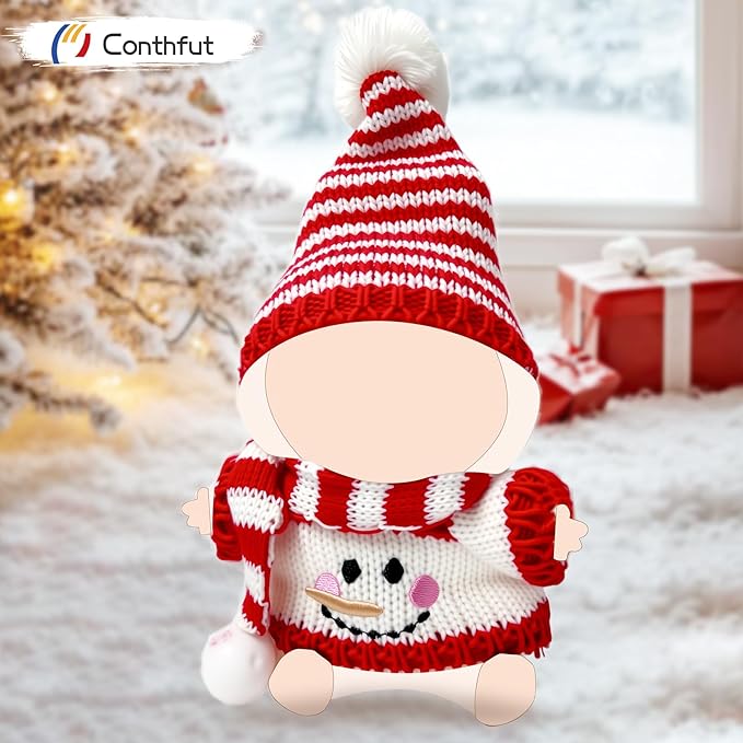 17cm Doll Clothes,15cm Dolls Christmas Outfit Set,Accessories for Dolls,Christmas Clothes Set for Dress Up (No Doll) (Red+White)