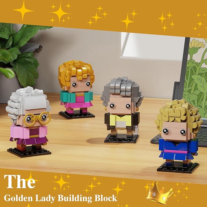 The Golden Lady Building Blocks, 4 Figures of The Single Women, Petrillo, Nylund, Zbornak and Devereaux, Stable Lovely Toy is Symbol of Girls Friendship Present, Compatible with Lego（610pcs）