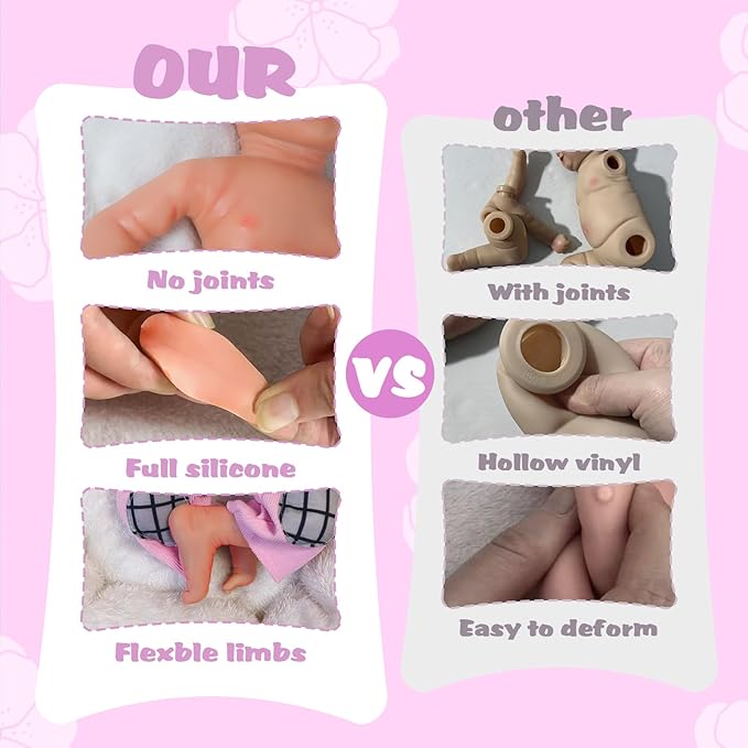 Reborn Baby Dolls Silicone Full Body 16.9in Weighted Real Life Closed-Eyes Girl Dolls Lifelike Newborn Baby Soft Body Flexible Limbs Not Vinyl
