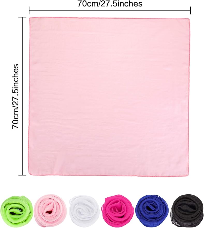 Boao 6 Pieces Chiffon Scarf 1950s Square Neck Head Scarfs Vintage Soft Polyester for Women Lady