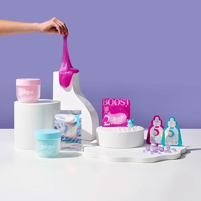 Gui Gui Scented Shimmer Deluxe Duo Pack with 2 Iridescent Slimes, 5 Step DIY Process to Customize Your Ultimate Slime Glow-Up, Resealable and Reusable Container, ASMR Experience